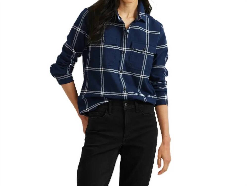 NEW EDDIE BAUER plaid stine's favorite cotton flannel shirt in navy